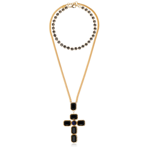 BLACK DIVINE CROSS NECKLACE