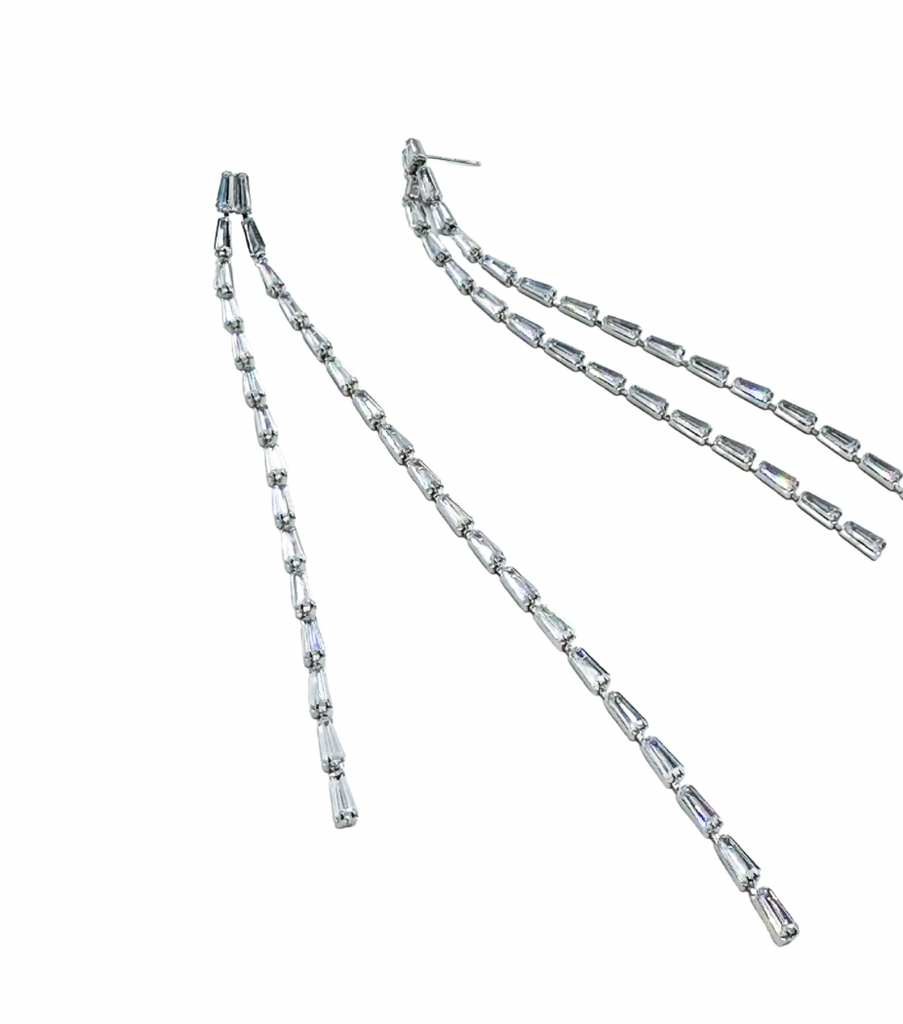 LONG BAGUETTE CRYSTALS EARRINGS