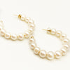 14k yellow gold pearl hoop earrings Sara Hoops