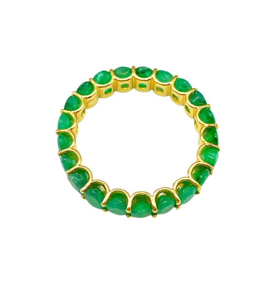 OVAL EMERALD 18K GOLD ETERNITY BAND