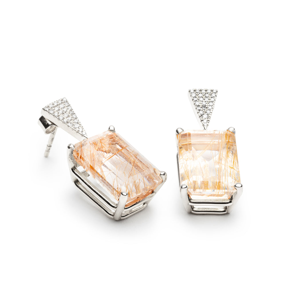 DIAMOND AND RUTILE EARRINGS