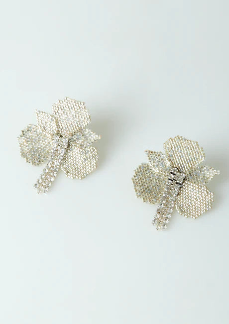 SILVER ORCHID EARRINGS