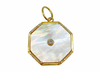 HEXAGON MOTHER OF PEARL AND DIAMOND CHARM