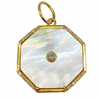 HEXAGON MOTHER OF PEARL AND DIAMOND CHARM