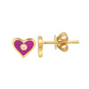 DIAMOND AND GOLD ENAMEL HEART STUDS