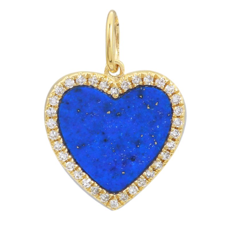 LAPIS AND DIAMOND HEART CHARM