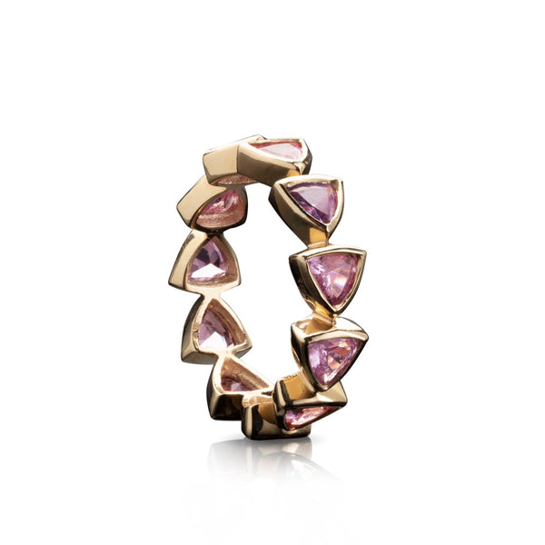 PINK SAPPHIRE AND 18K GOLD ETERNITY BAND