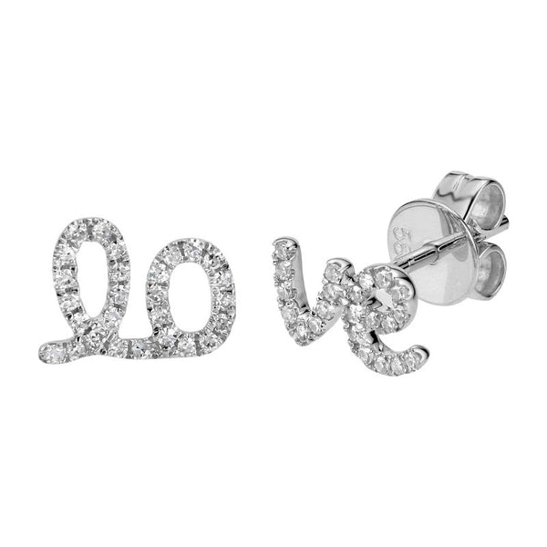 DIAMOND LOVE STUDS - Cursive