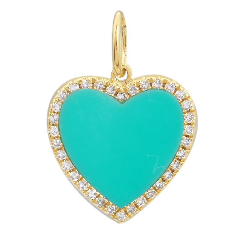 turquoise and diamond heart charm