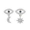 DIAMOND EVIL EYE AND CHARMS STUDS