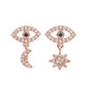 DIAMOND EVIL EYE AND CHARMS STUDS