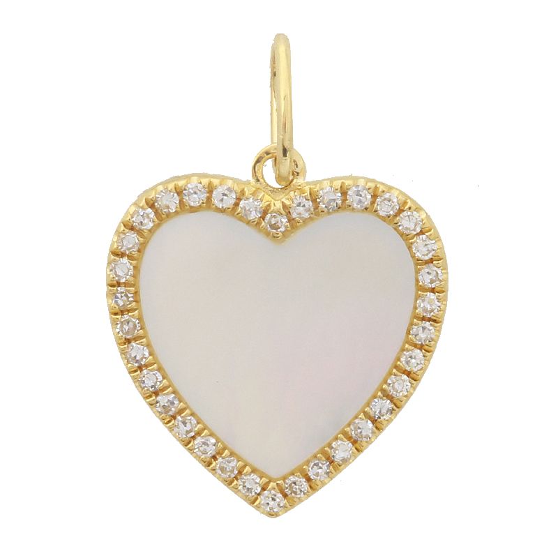 mother of pearl and diamond heart charm