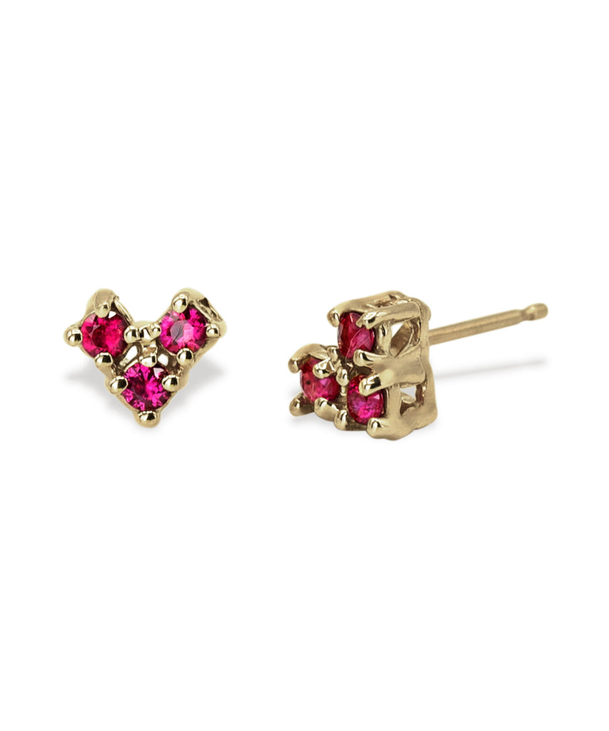 THREE STONES HEART STUDS