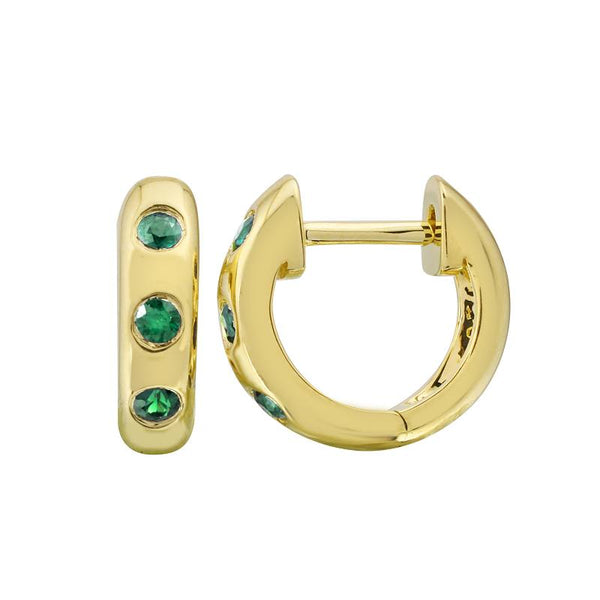 THREE EMERALD HUGGIE EARRINGS