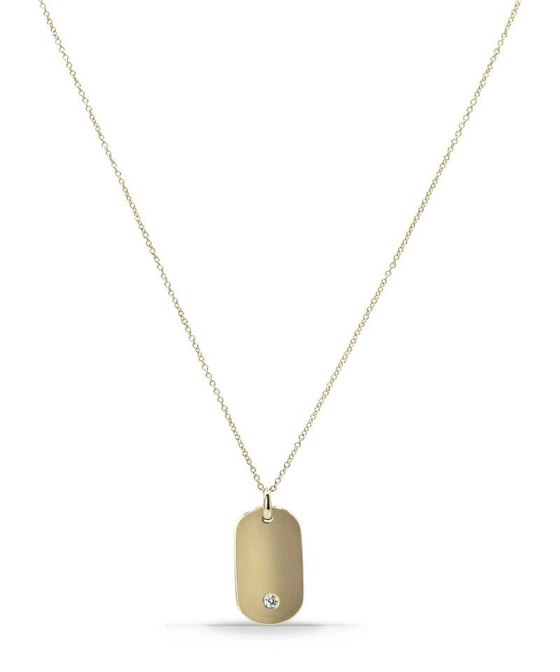 14K GOLD AND DIAMOND TAG CHAIN